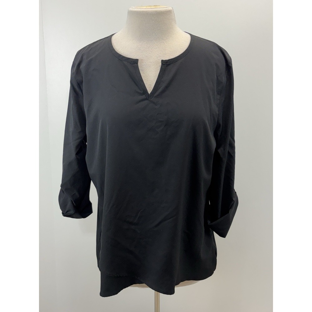 Coolibar Santa Barbara Tunic Top Shirt Women's M Black Roll Sleeves UPF 50
